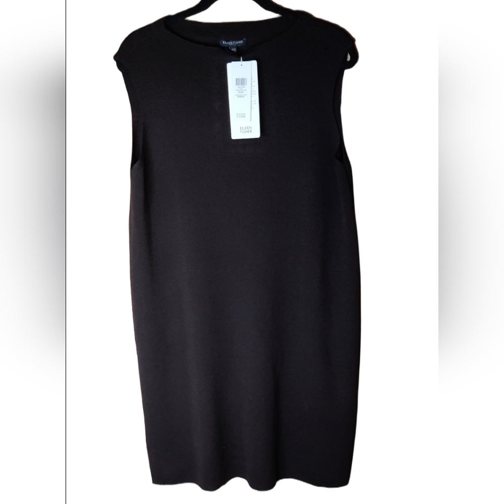 Eileen Fisher The Icons Brown Knit Dress Nwt Size PL